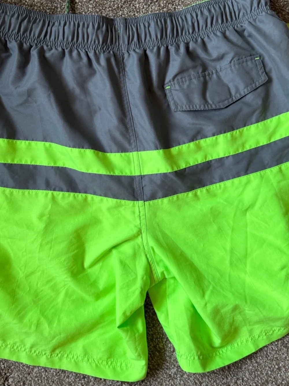 George Neon Green and Gray Men's Swim Trunks